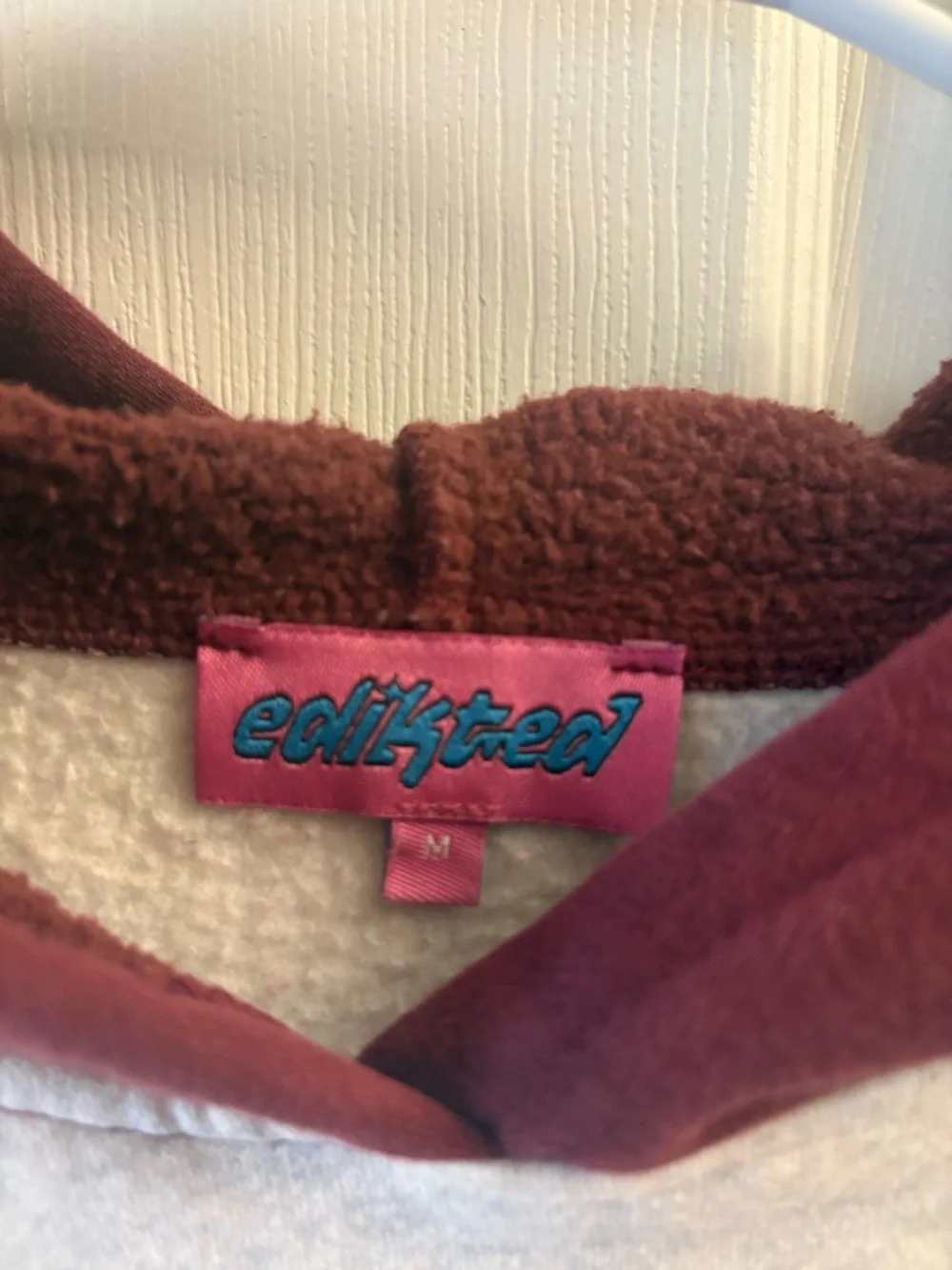 Edikted Maroon and Light Gray Bow Detail Crewneck Hoodie - Picture 5 of 5